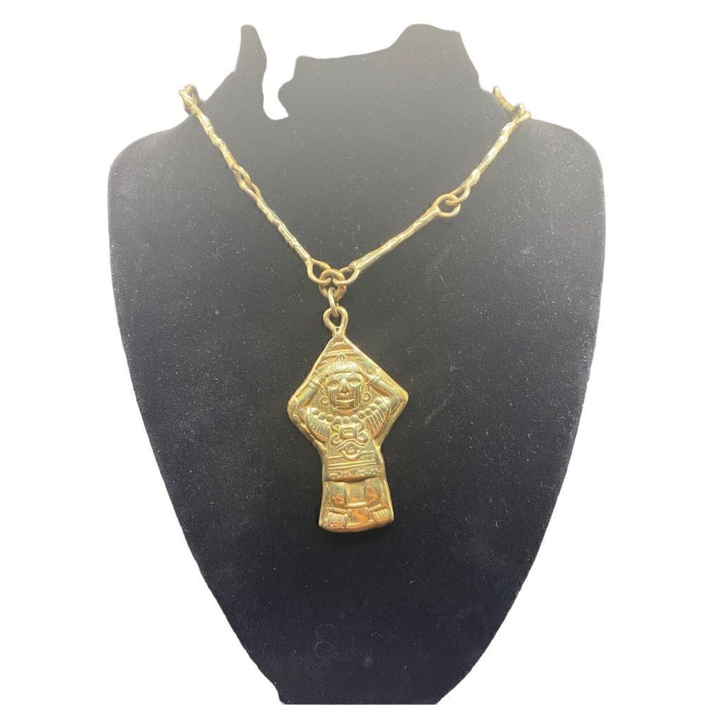 Vintage Pal Kepenyes brass ethnic Mexican pendant charm necklace